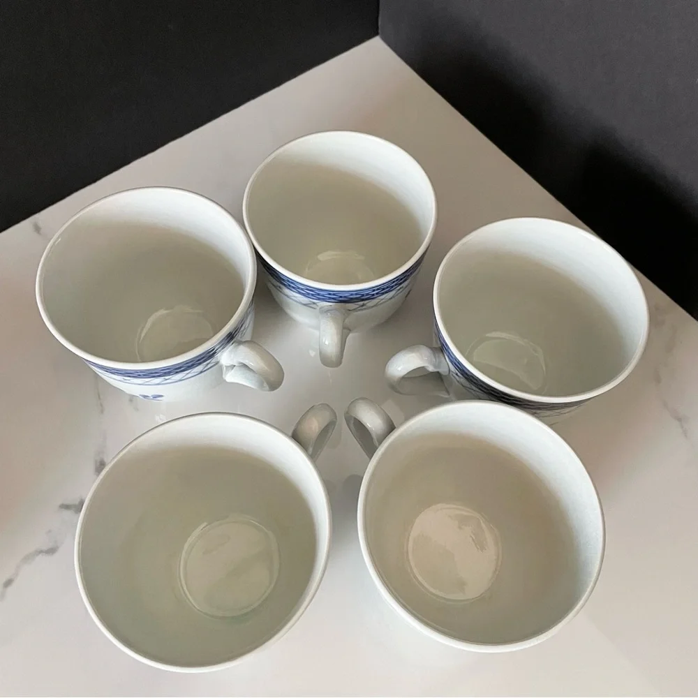 SET of 5 Cups & Saucers - Tranquebar Blue by Royal Copenhagen